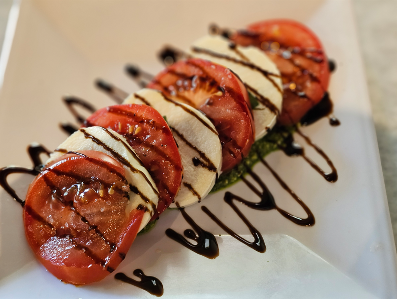 mozzarella, tomato, balsamic glaze 